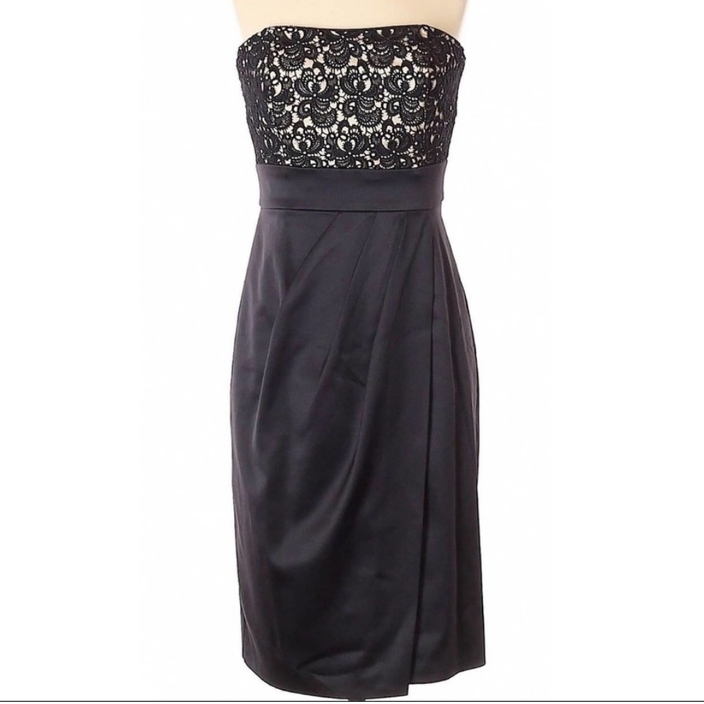 WHBM I White House Black Market Strapless Satin & Crochet Lace Cocktail Dress